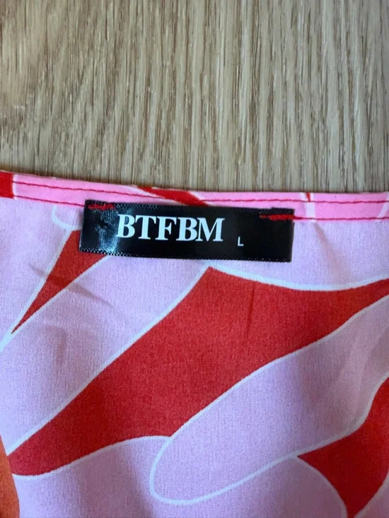 Pink Floral Tie-Front Maxi  Dress women’s large - Picture 4 of 7